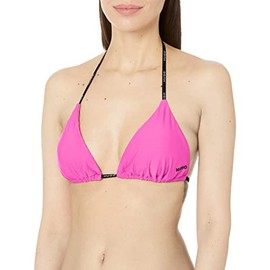 HUGO Womens Contrast Logo Adjustable Triangle Bikini Top, Bright Magenta, Small US