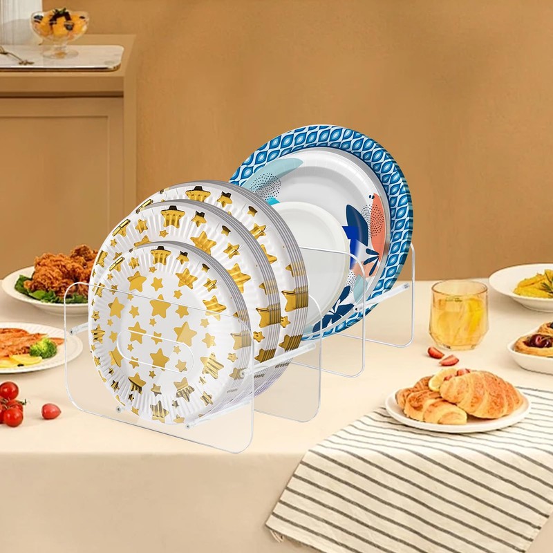 Beitiny Paper Plate Dispenser, Acrylic Plastic Plate Holders, 7-12 Inch