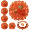 HunnmingRe 6 Pcs Thanksgiving Embroidered Pumpkin Velvet Placemats 14 Inch