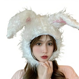 Kasameidou Rabbit Headwear, Rabbit Hat, Gray Rabbit, Rabbit Cap, Long-haired Animal Hat, Easy Transformation, Cosplay Prop, Christmas, Halloween, Cute Animal, Animal Hat, Plush Headwear, Funny