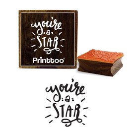 Printtoo Scrap-Booking You're a Star Word Design Square Wooden Rubber Stamp Block-2 x 2 Inches
