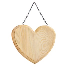 VBS Decorative Sign Heart Pine Wood with Hanging Chain Approx. 17.5 x 1 x 15 cm