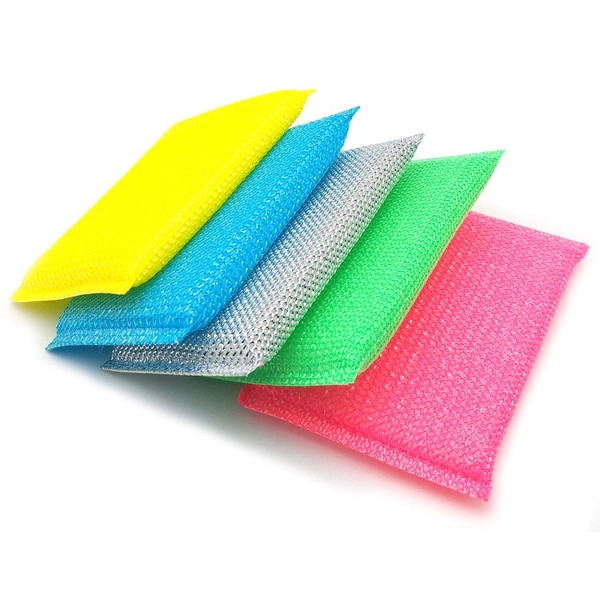 5 Pieces Kitchen Scrubbing Sponges Universal Sponge Brush Set Kitchen Cleaning Tools Helper Cooking Tool Multi-Surface Non-Metal Dish Scouring Scrubbers