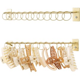 SNOWSTAR - Soporte organizador de clip de metal para pinzas para el cabello y almacenamiento para mujeres y niñas, accesorios para el cabello para puerta de pared, color dorado (1 unidad