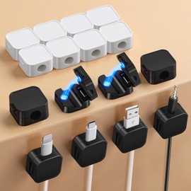UivoviU 16 Pack Cord Organizer Magnetic Clips Under Desk Strong Adhesive Cable Management Wire Holder Office Supplies Workspace Organizers For Home Desk Accessories Phone Car Nightstand-Black White