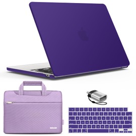 IBENZER Compatible with 2025 2024 2023 2022 MacBook Air 13 inch case M4 A3240 M3 A3113 M2 A2681, Hard Shell Case & Sleeve & Keyboard Cover & Type-C Adapter for Mac Air 13.6,Ultra Purple, KK-UAPU+3