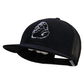 Gorilla Head Embroidered Big Size Premium Flat Bill Trucker Cap - Black XL-3XL