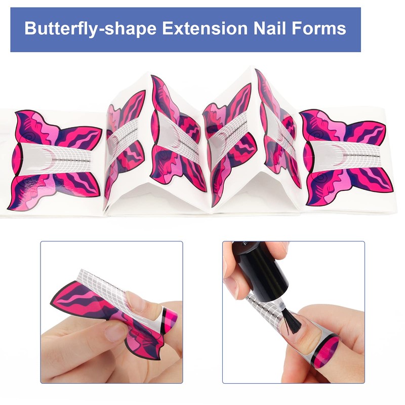 AHIER Butterfly-Shape Self-Adhesive Gel Nail Extension Forms - 100PCS Acrylic