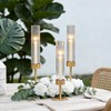 Glass Hurricane Candle Holders Set of 6,Brass Candlestick Holders,Taper Candlestick