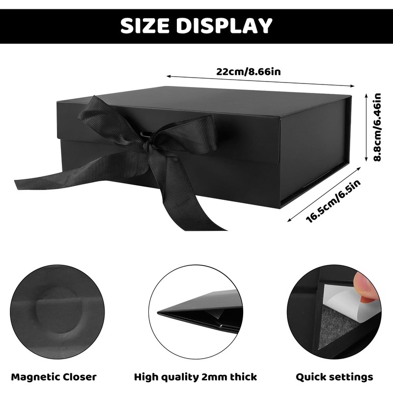 Black Gift Box with Lids, Magnetic Gift Box Luxury Present