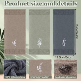FuWeave 3 Pcs Boho Botanical Hand Towels Bathroom Decor Retro Embroidered Minimalist Nature Floral Boho Decorative Towels for Bathroom Kitchen Decor, 100% Cotton, 13.3 x 29.5''