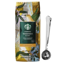 Veranda Blend Blonde Roast Whole Bean Coffee, 16oz Bag, 100% Arabica, Light & Mellow with Milk Chocolate & Toasted Malt Notes, Includes Direct Coffee Tea Est 2019 Spoon with Clip