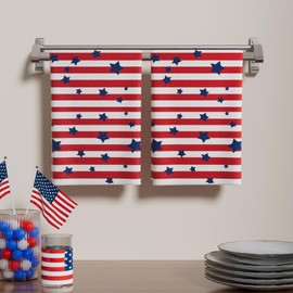 XCHI Red and White Stripes America Stars Patriotic 4th of July Memorial Day Independence Day Kitchen Towels Dish Towels 18x26 Inch Set of 2 Home Decorations Hand Towels Drying Dishcloth