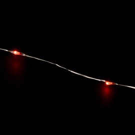PRODUCTWORKS Tiny Lites Battery Operated Silver Wire Indoor LED Light String, Red, 9.8-Feet