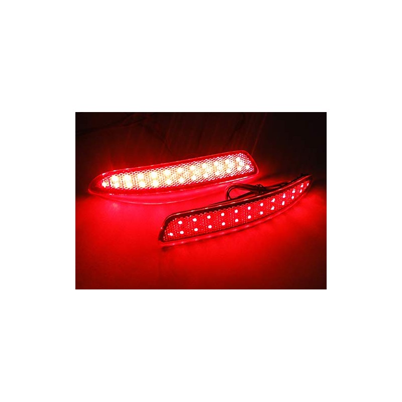 2x Red Lens Rear Bumper Reflector LED Fog Tail Stop
