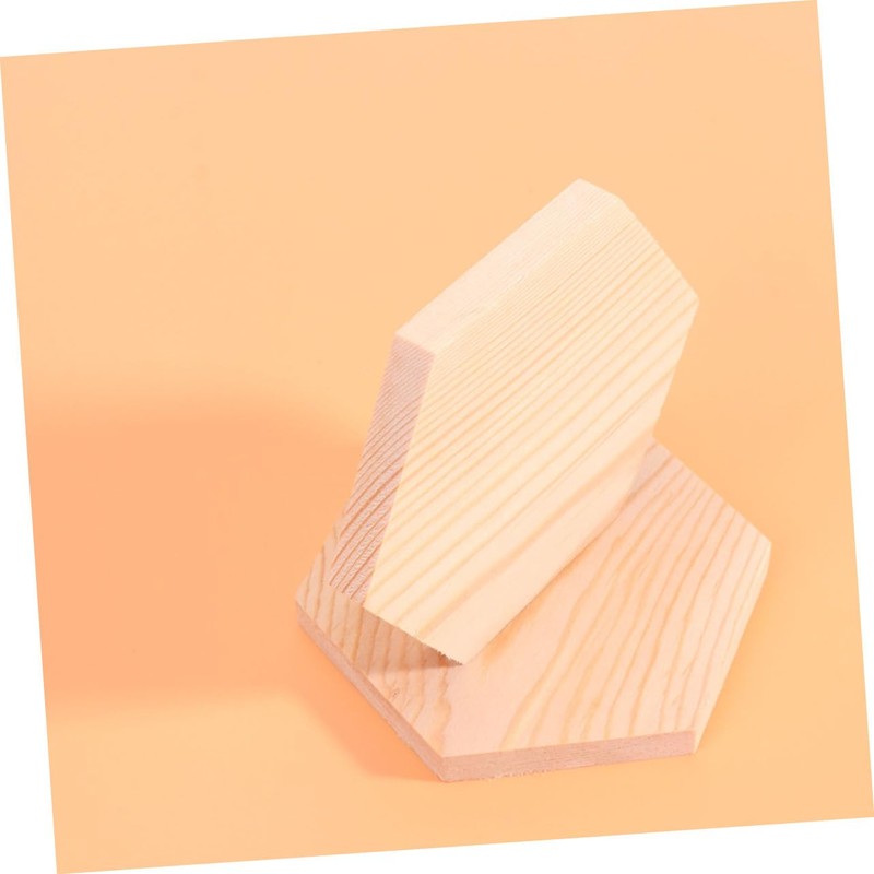 TEHAUX 10pcs Polygonal for DIY Crafts Solid Pine Hexagon Shaped