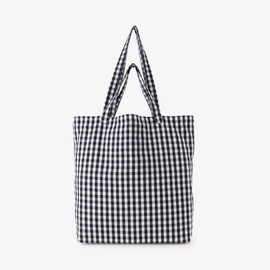 Afternoon Tea Living Tote Bag JA02 Gingham Check Tote Bag L, Black