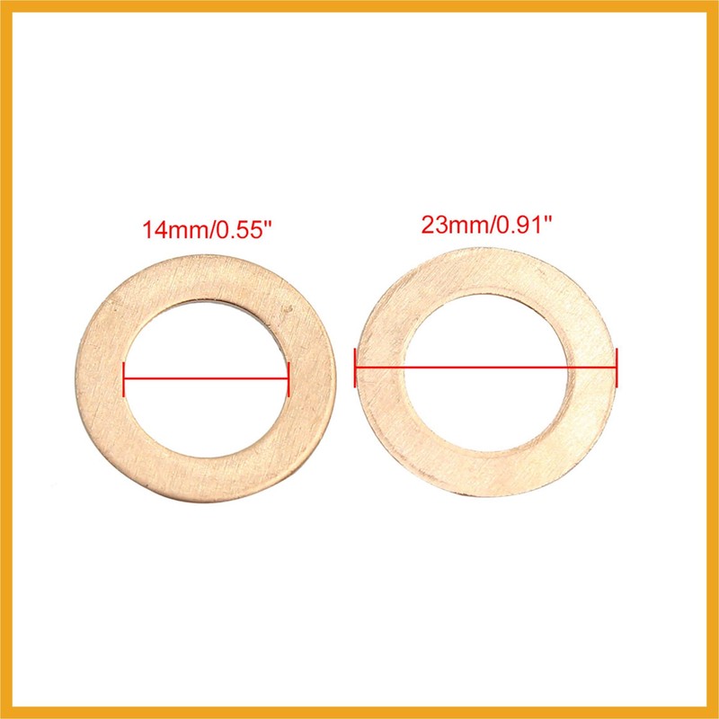 Partuto 14mm Inner Dia Copper Crush Washers Flat Sealing Gaskets