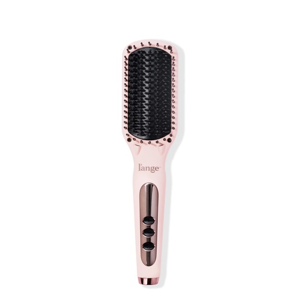 L'ANGE HAIR Le Vite Hair Straightener Brush | Heated Hair Straightening Brush Flat Iron for Smooth, Anti Frizz Hair | Dual-Voltage Electric Hair Brush Straightener | Hot Brush for Styling (Blush)