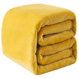 Fleece Blankets for All Season - Premium Lightweight Anti-Static Throw for Twin/Twin XL Size Bed Extra Long Soft Brush Fabric Warm Sofa Thermal Blanket 66" x 90"(Yellow)