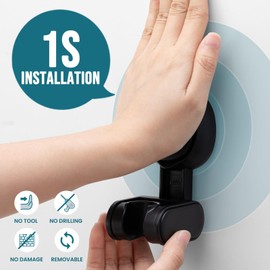 TAILI Shower Head Holder, No Drilling, Max Hold 5 kg, Suction Cup Shower Head Holder for Bathroom, Waterproof, Height & Large Angle Adjustable, Wall Mounted Shower Holder for Shower Rail, Black