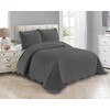 Linen Plus Luxury Oversized Coverlet Embossed Bedspread Set Solid Charcoal
