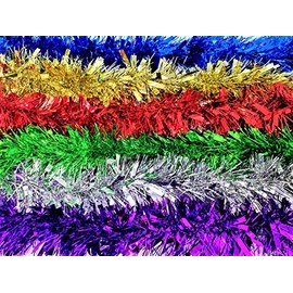 YLAB - 6 Strands of Christmas Tinsel - 2 Meters each Strand (Multi Coloured)