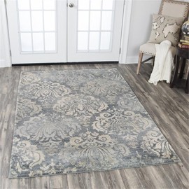 Rizzy Home Alora Decor Euphoria 3' x 5' Damask Distress Gray/Gray/Rust/Blue Hybrid Area Rug