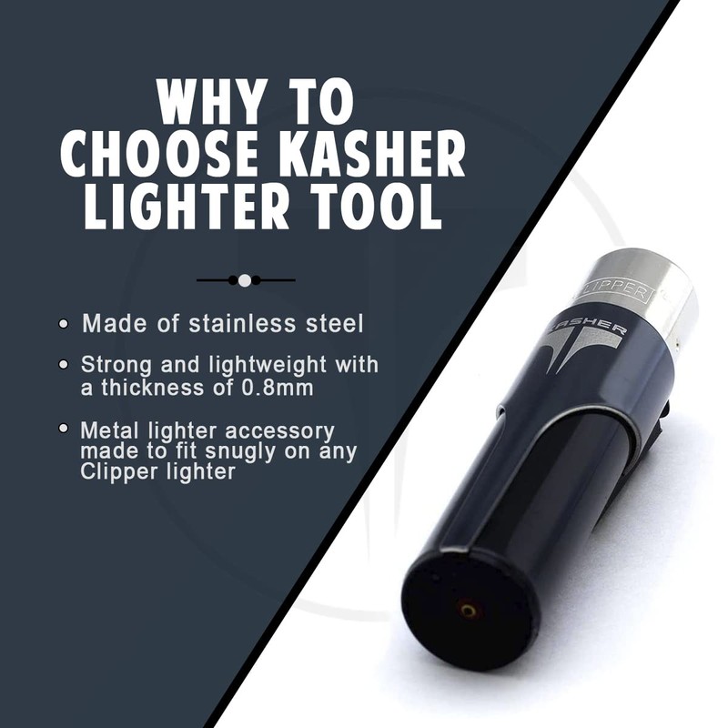 Kasher 360 Round Lighter Tool with Lighter - Stainless Steel