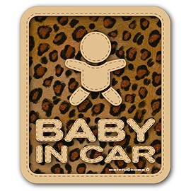 Leopard Print Baby in Car bebi-inka- Sticker Baby Is Back. Baby in Car Safety Sign