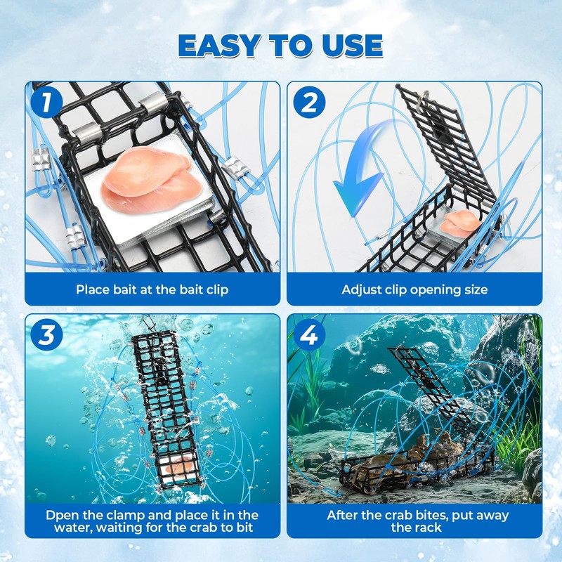 4-Pack 10-Loop Crab Snare Traps with 2 Measuring Rulers –