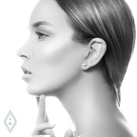 Freshwater Pearl Stud Earrings on Solid 14K Gold Screw Back Posts By ISAAC WESTMAN® (7.0-7.5mm, Yellow Gold)