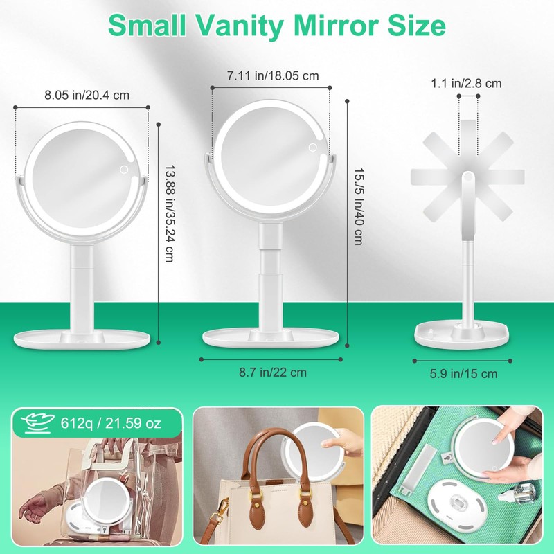 20X/1X Magnifying Makeup Mirror with Lights, Double-Sided Home Vanity Mirror