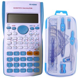 Scientific Calculators Protractor and Compass - 240 Functions 2 Line 10+2 Digits,Desk Math for School,Protractor and Compass for Geometry with Rulers and Two Set Squares and Scientific Calculators
