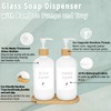 Glass Soap Dispenser with Bamboo Pumps and Tray, 2 Pack