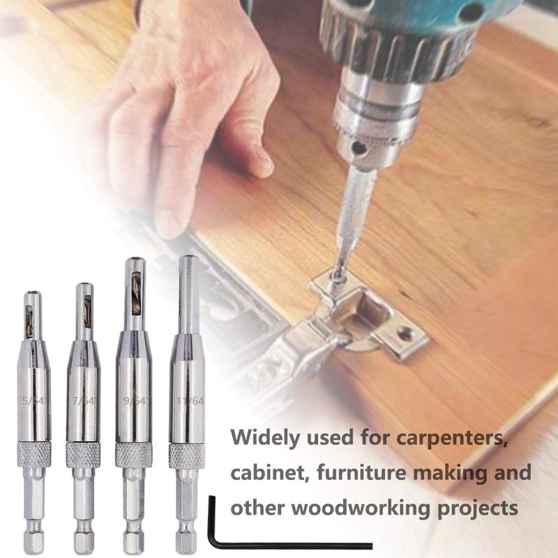 Saiper 4pcs HSS Door Self Centering Hinge Hole Opening Drill