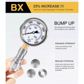 for KUBOTA B (2016 and Older BX) Pressure BOOST kit W/Gauge Hydraulic Shims +25%