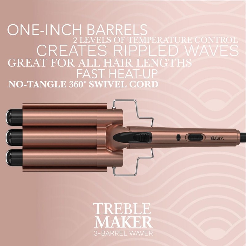 Cortex Beauty Wave Maker - 3-Barrel Waver (Rose Gold)