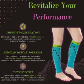 Tipi Toe Unisex Calf Compression Sleeve 3-Pairs Oceanic Oasis Green Orange Blue 12-14 mmHg is Best Athletic & Medical for Men & Women,Travel,Running,Nurses,Flight,Edema, CP02-B-M-T1