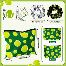 Y1tvei Tennis Party Favors Gifts - 30Pcs Tennis Cosmetic Bag Hair Scrunchies Round Mirror Racket Keychain, Sports Makeup Bag Accessories for Women Girls Sports Lovers Players Team Party Decor Supplies