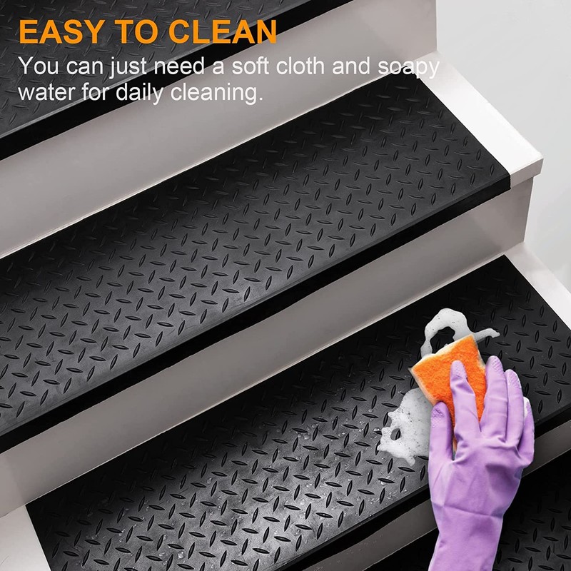 Spurtar Rubber Stair Treads, 30" x 10" 3PCS Outdoor Rubber
