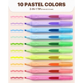 Four Candies Cute Pastel Highlighters, 10 PCS Highlighters Assorted Colors, Soft Chisel Tip, Clear Ink View, Aesthetic Highlighter Set for Organizing and Coloring & Back to School Supplies