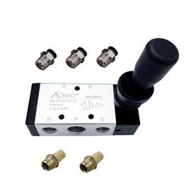 AOMAG Pneumatic 3/8 Inch PT 5 Way 2 Position Air Hand Lever Operated Valve Pneumatic Solenoid Valve Manual Control Push-Pull 4H310-10