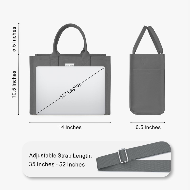 TOPDesign Heavy-Duty Canvas Tote Bag for Women, Adjustable Crossbody Handbag