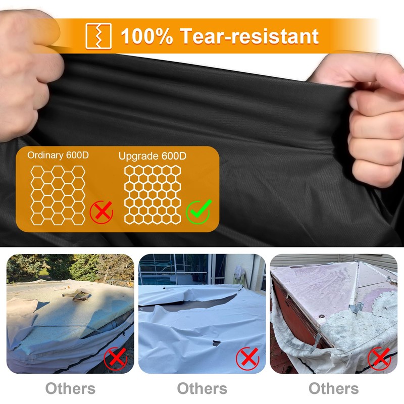 Kipiea 600D Outdoor Waterproof Square Hot Tub Cover Protector, Heavy