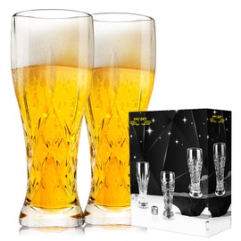 Paysky Beer Glasses Set of 2,17 oz Glasses Drinking Set, Craft Beer Glasses for Freezer Supply Aroma Retention, Tall Beer Cups, Mugs and Glassware Gifts for Men