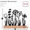 UNUS Silhouette Decorative Flower Meadow Metal with Bamboo Wooden Base,