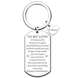 WTOPP Gifts For Him Her,Valentines Day Gifts,Boyfriend Husband Girlfriend Wife Soulmate To My Love Keyring,Romantic Anniversary I Love You Gifts,Birthday Anniversary Christmas Gifts For Him Her