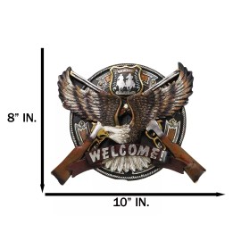 Ebros Gift Western Bald Eagle With 2 Rifle Shotguns Cowboy Party Welcome Wall Decor Plaque