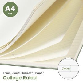 Taja Taja Spiral Lined Notebook, 8.5"x11" Notebooks for Work, Large A4 Journal for Women & Men, College Ruled Journaling Notebook for Writing, Plastic Cover Spiral Journal, Green